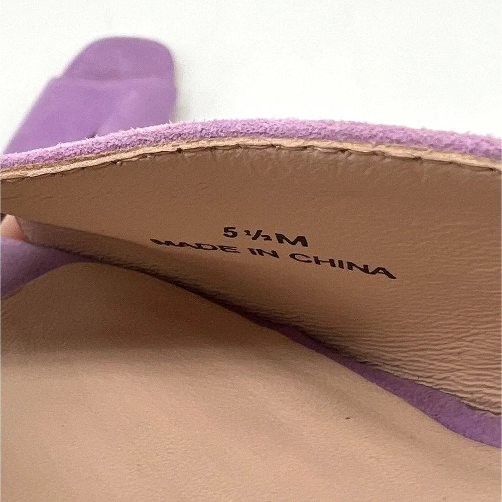 Kate Spade Mules Women 5.5 Purple Suede Lucite Block Heel Crystal Detail